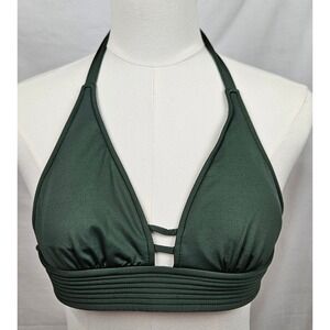 Kona Sol Forest Green Halter Triangle Bikini Top S Strappy Swim Resort  Beach